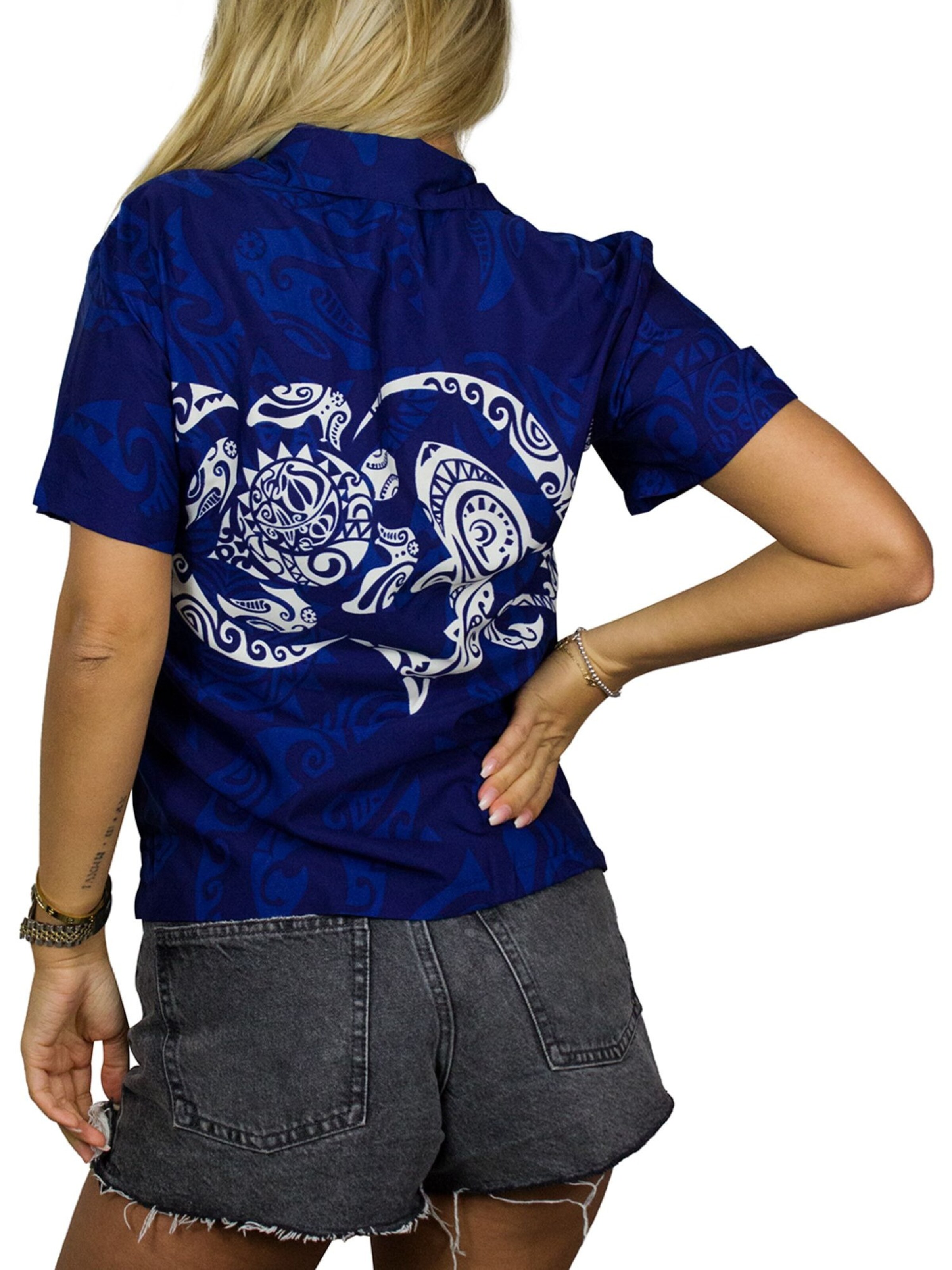 King Kameha Bluse 'Maori Chest'‌‌‌‌‌ in Blau