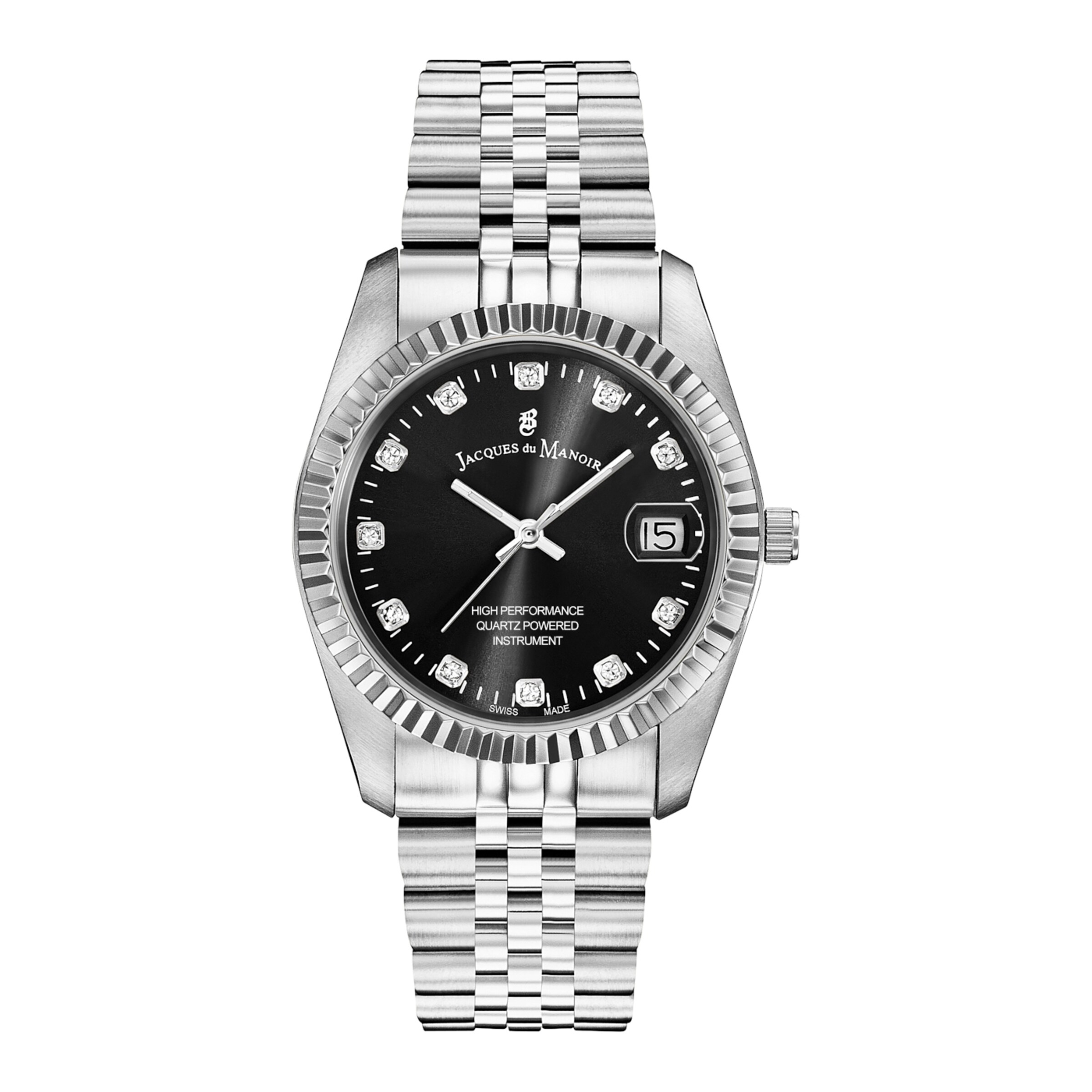 Montre à affichage analogique Jacques du Manoir en argent : devant
