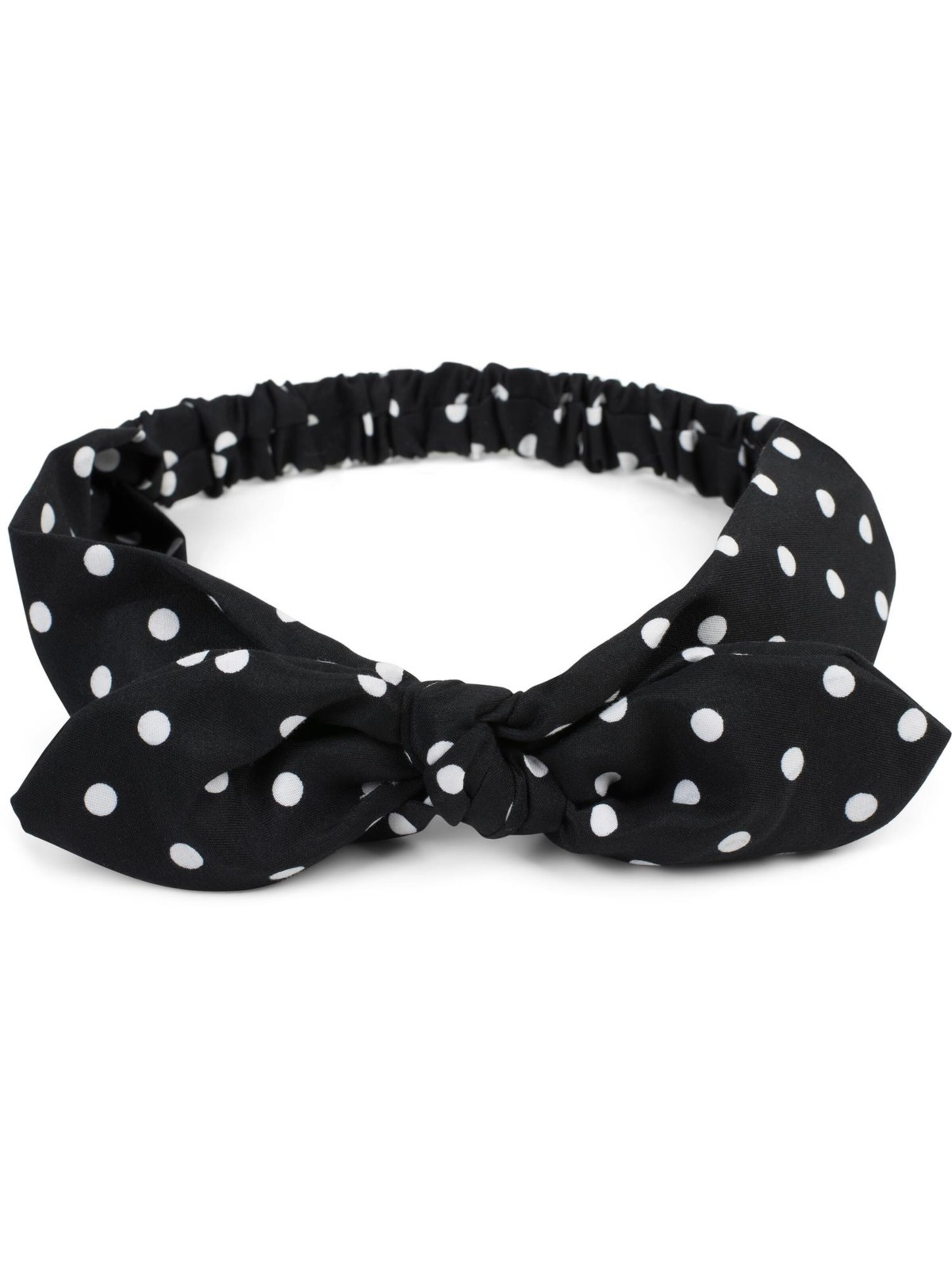 styleBREAKER Haarschmuck 'Haarband mit Punkte Muster und Schleife'‌‌‌‌‌‌‌‌‌‌ in Schwarz: Vorderseite