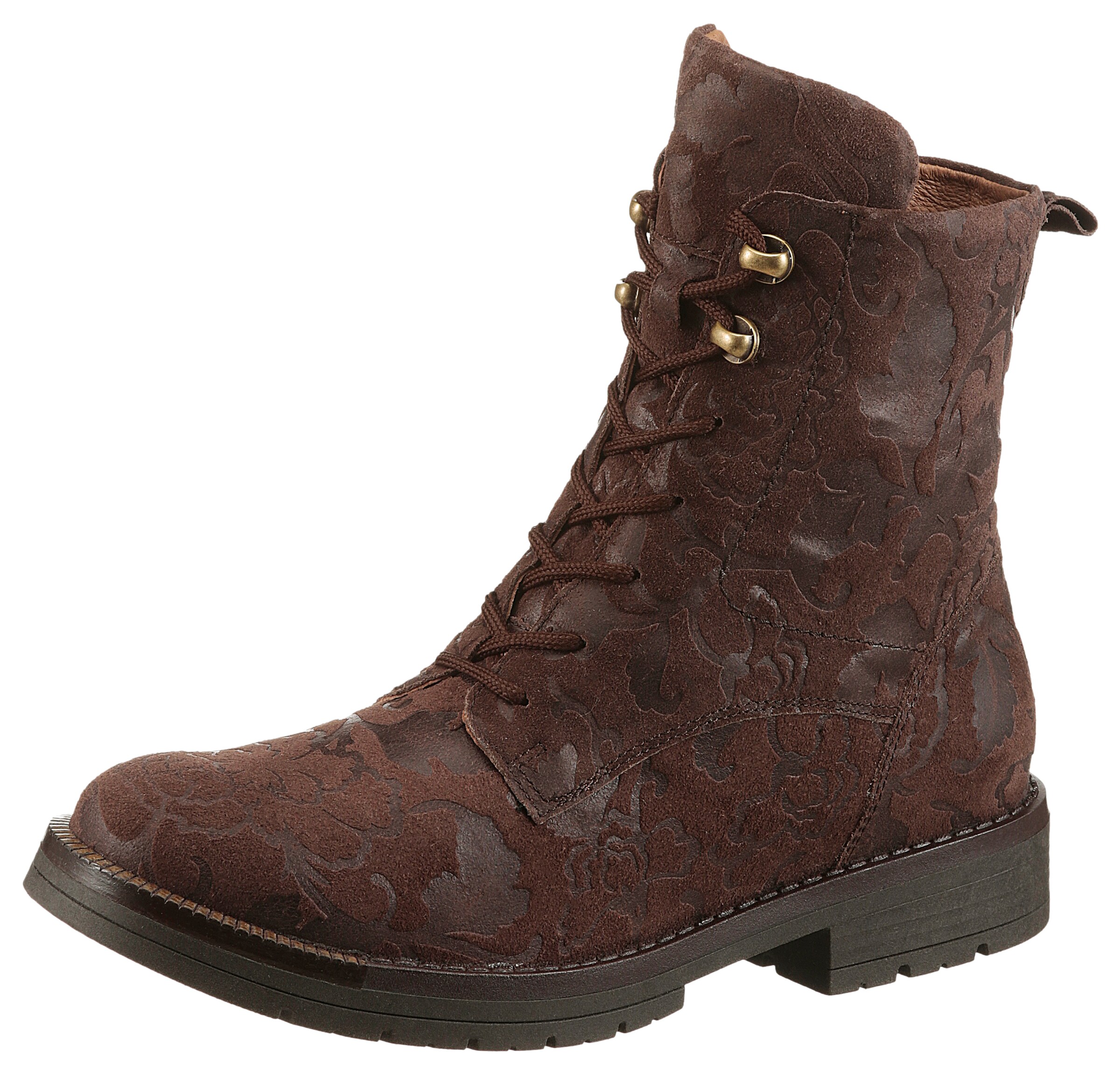WALDLÄUFER Lace-Up Ankle Boots in Brown: front