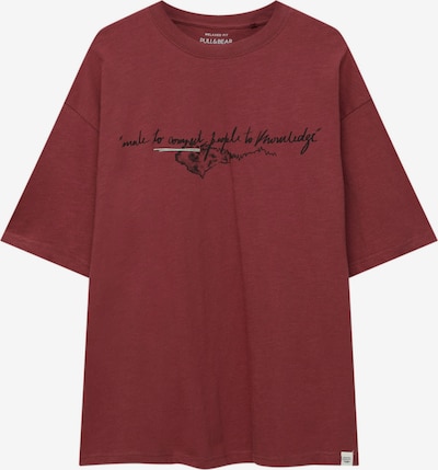Pull&Bear T-shirt i burgunder / svart / vit, Produktvy