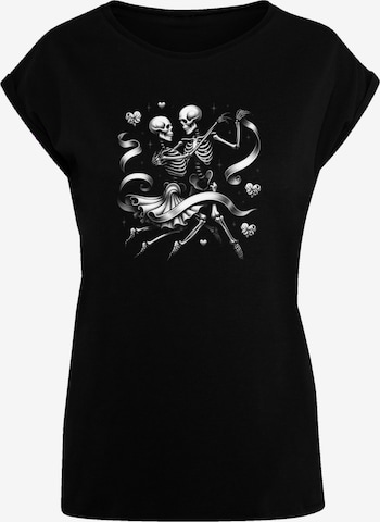 T-shirt 'Skelettpaar Tanzt Mit Band' F4NT4STIC en noir : devant