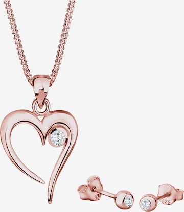 ELLI Sieraden set 'Herz' in Roze: voorkant