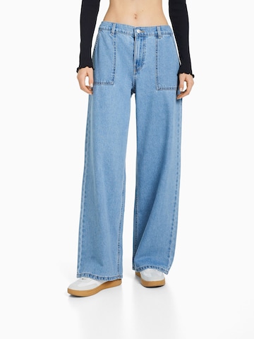 Wide Leg Jean Bershka en bleu : devant