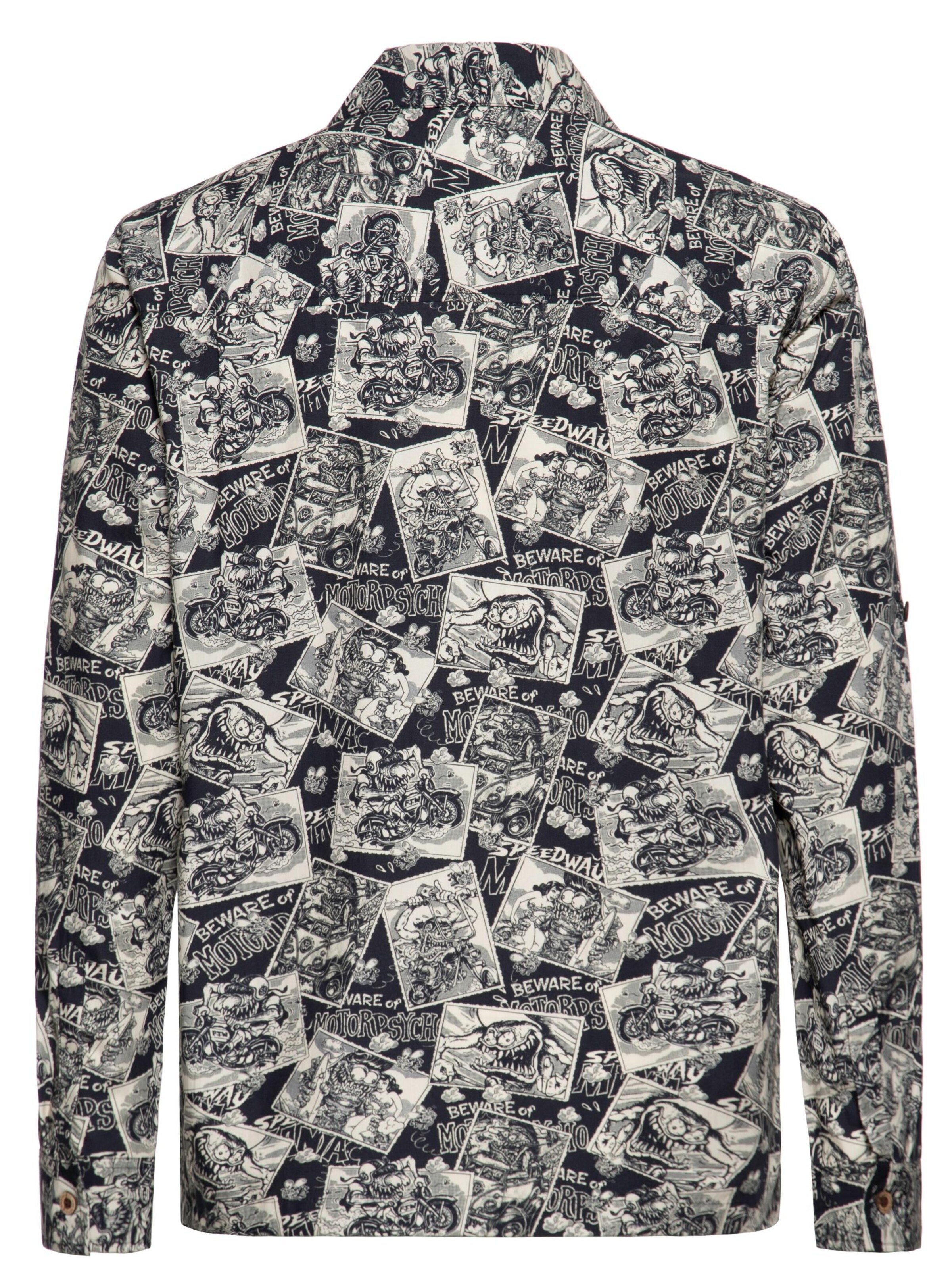 King Kerosin Regular fit Button Up Shirt 'Motorpsycho' in Black