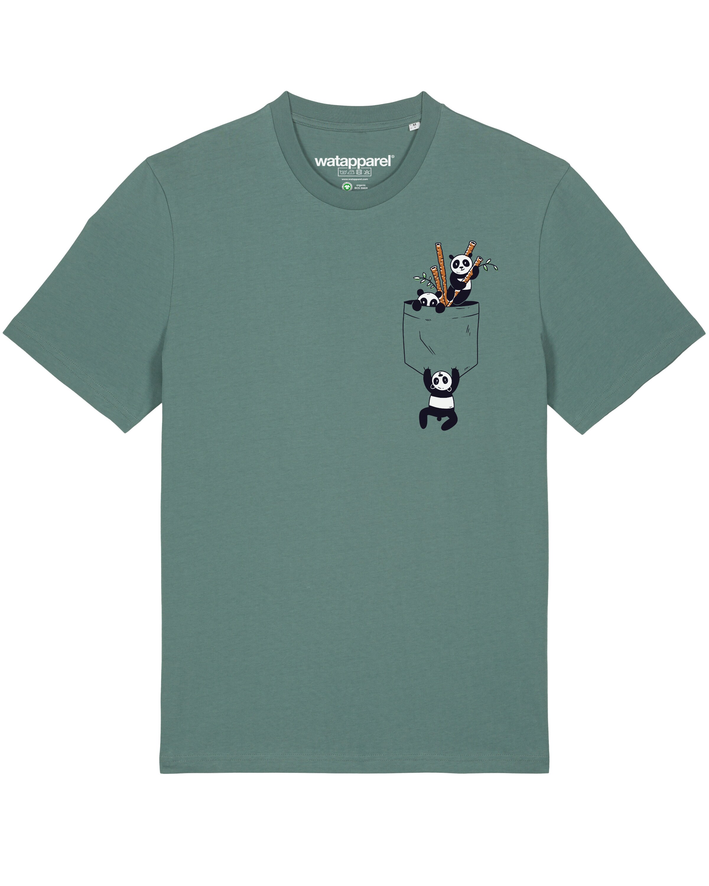 T-Shirt ' Pocket Pandas ' Watapparel en vert : devant