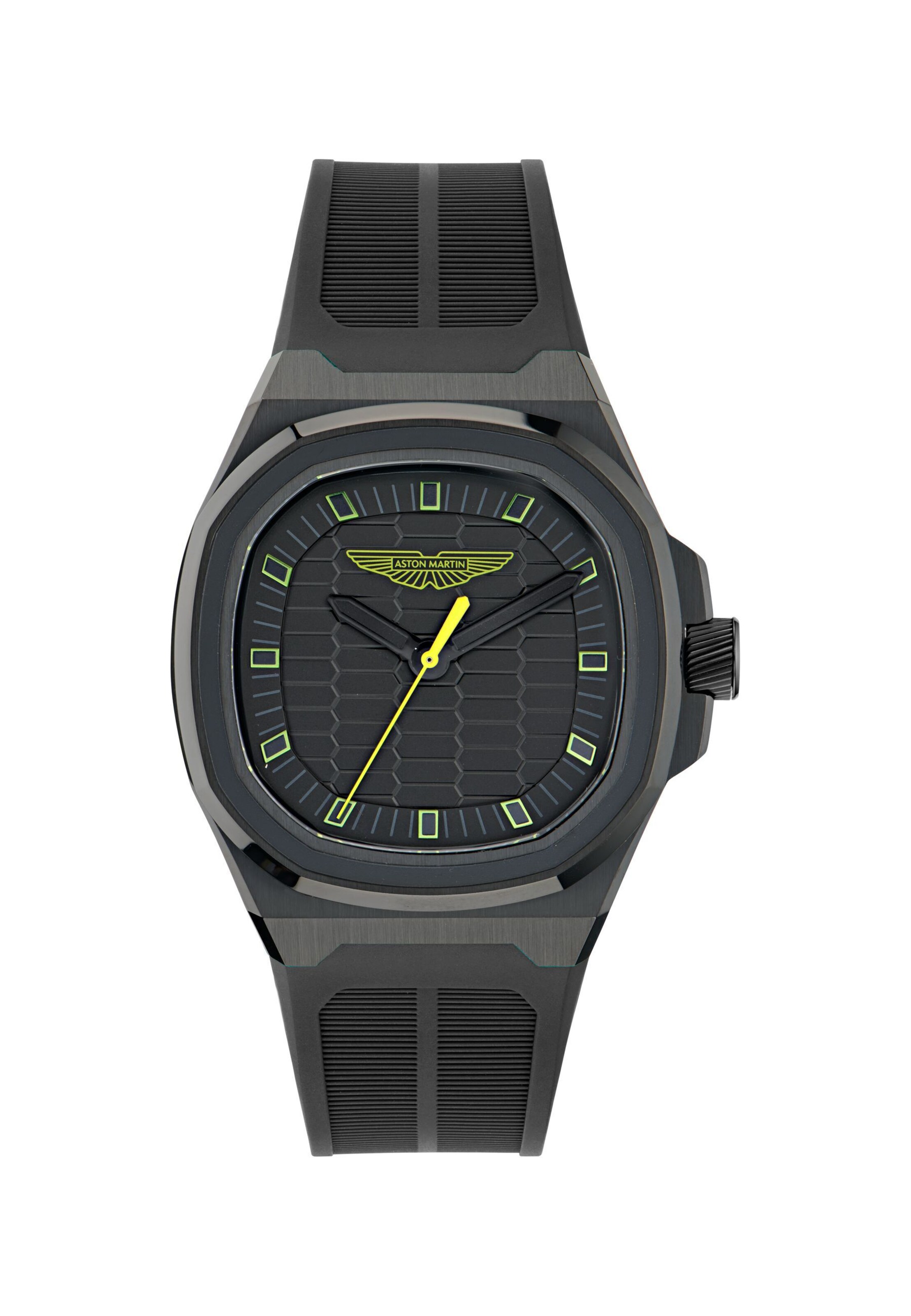 Aston Martin Analoguhr ' GPQ ' in Schwarz: Vorderseite