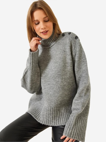 Bianco Lucci Oversized trui in Grijs: voorkant