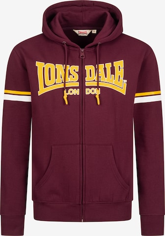 LONSDALE Bluza rozpinana 'Darfield' w kolorze czerwony: przód