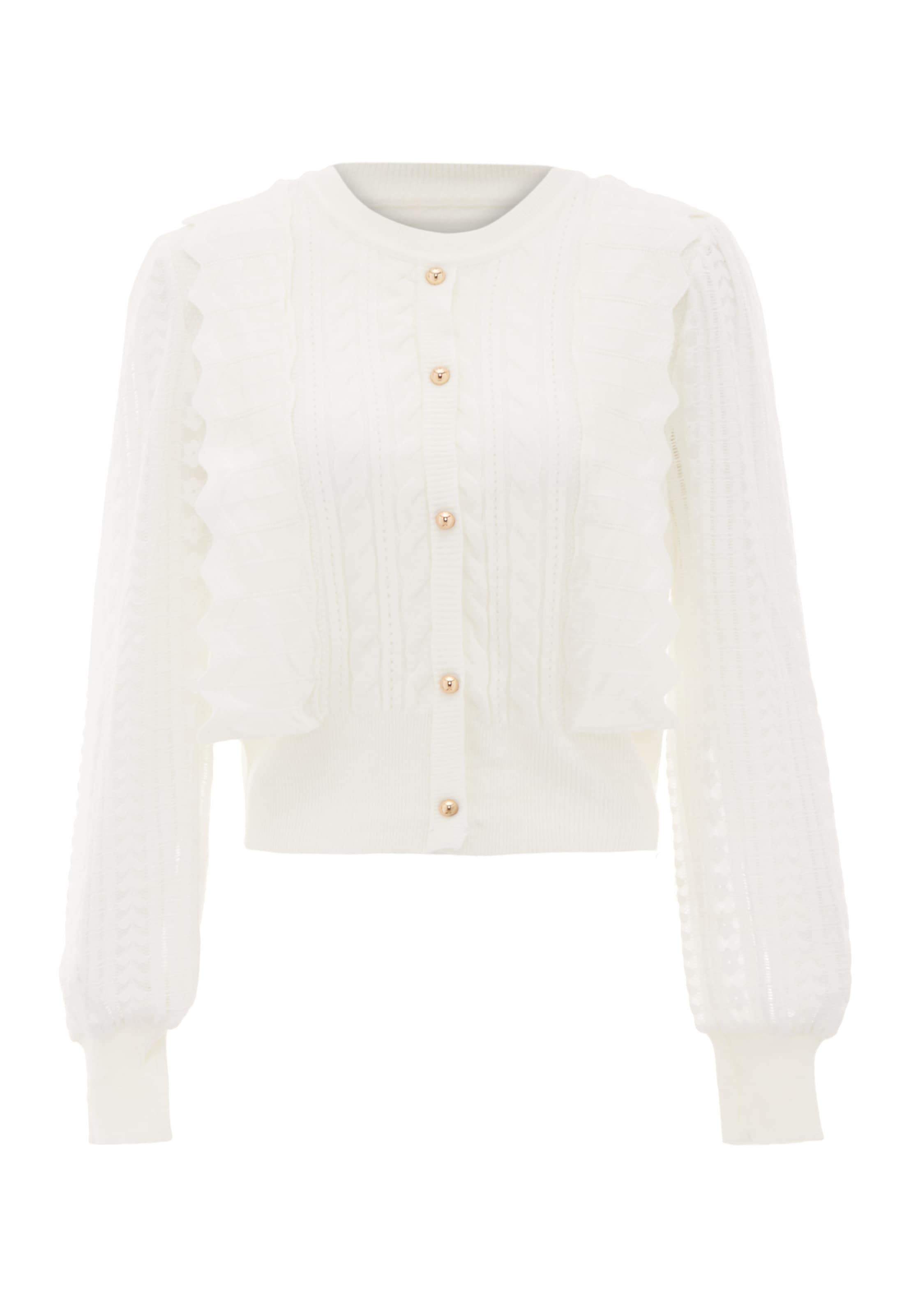 NAEMI Strickjacke in Weiß: Vorderseite