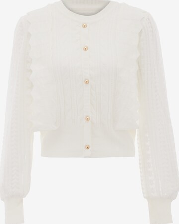 NAEMI Knit Cardigan in White: front