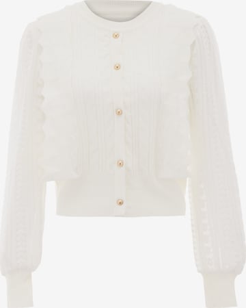 NAEMI Knit Cardigan in White: front