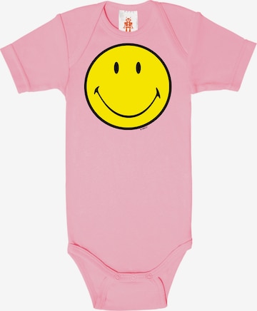 LOGOSHIRT Rompertje/body 'Smiley Face' in Roze: voorkant