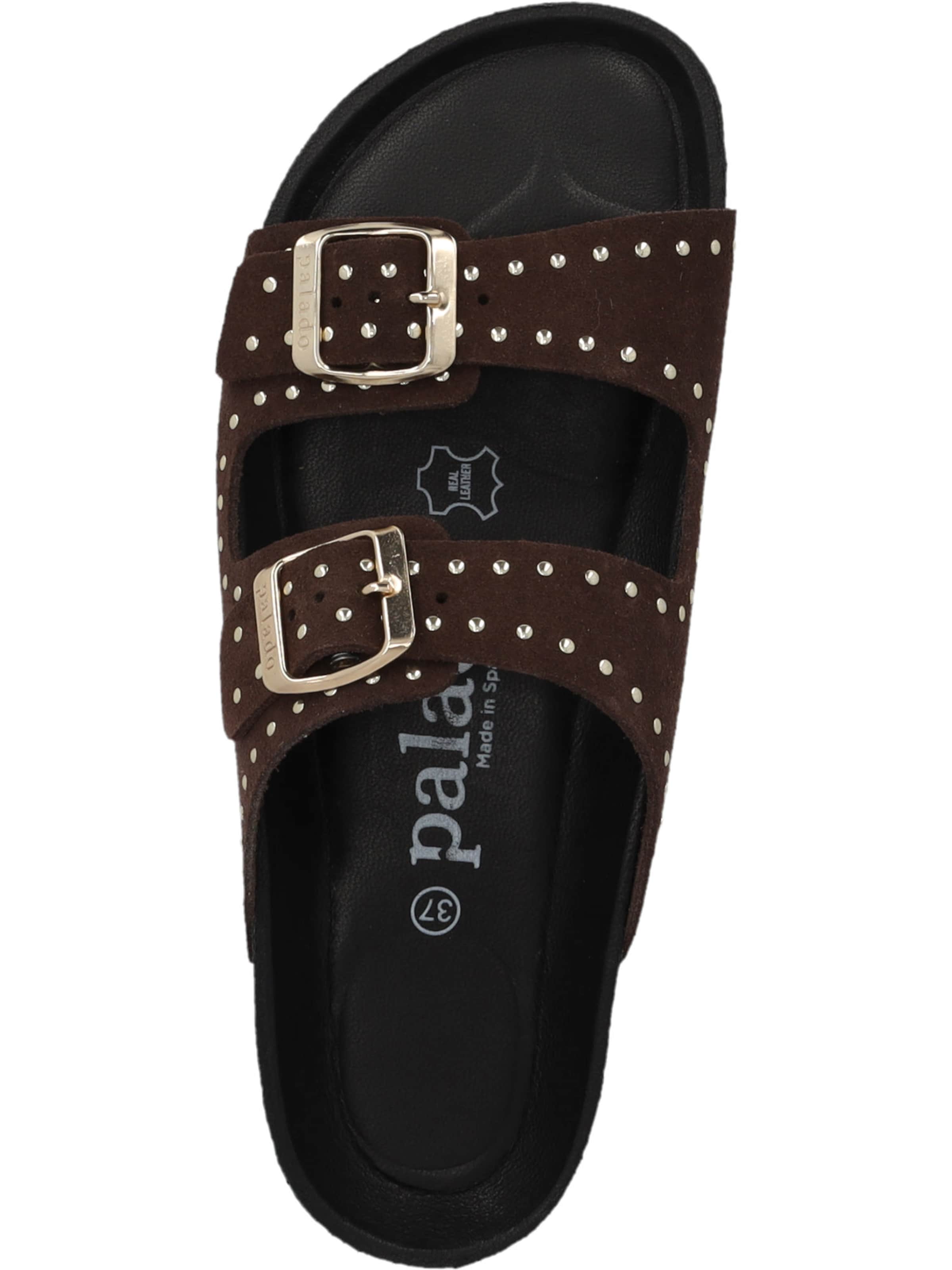 Palado Muiltjes 'Palado Elaha Rivet Velours Premium Leather' in Bruin