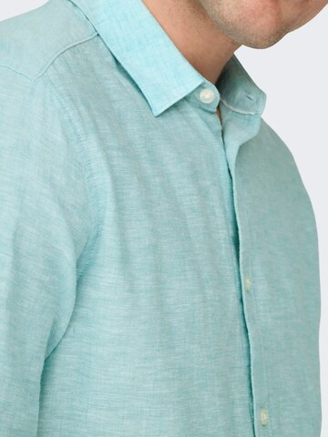 Only & Sons Slim fit Button Up Shirt 'CAIDEN' in Blue