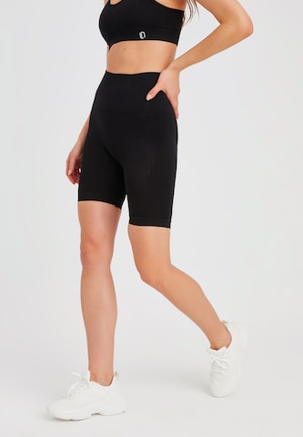 Leif Nelson Slimfit Sport Shorts in Schwarz: predná strana