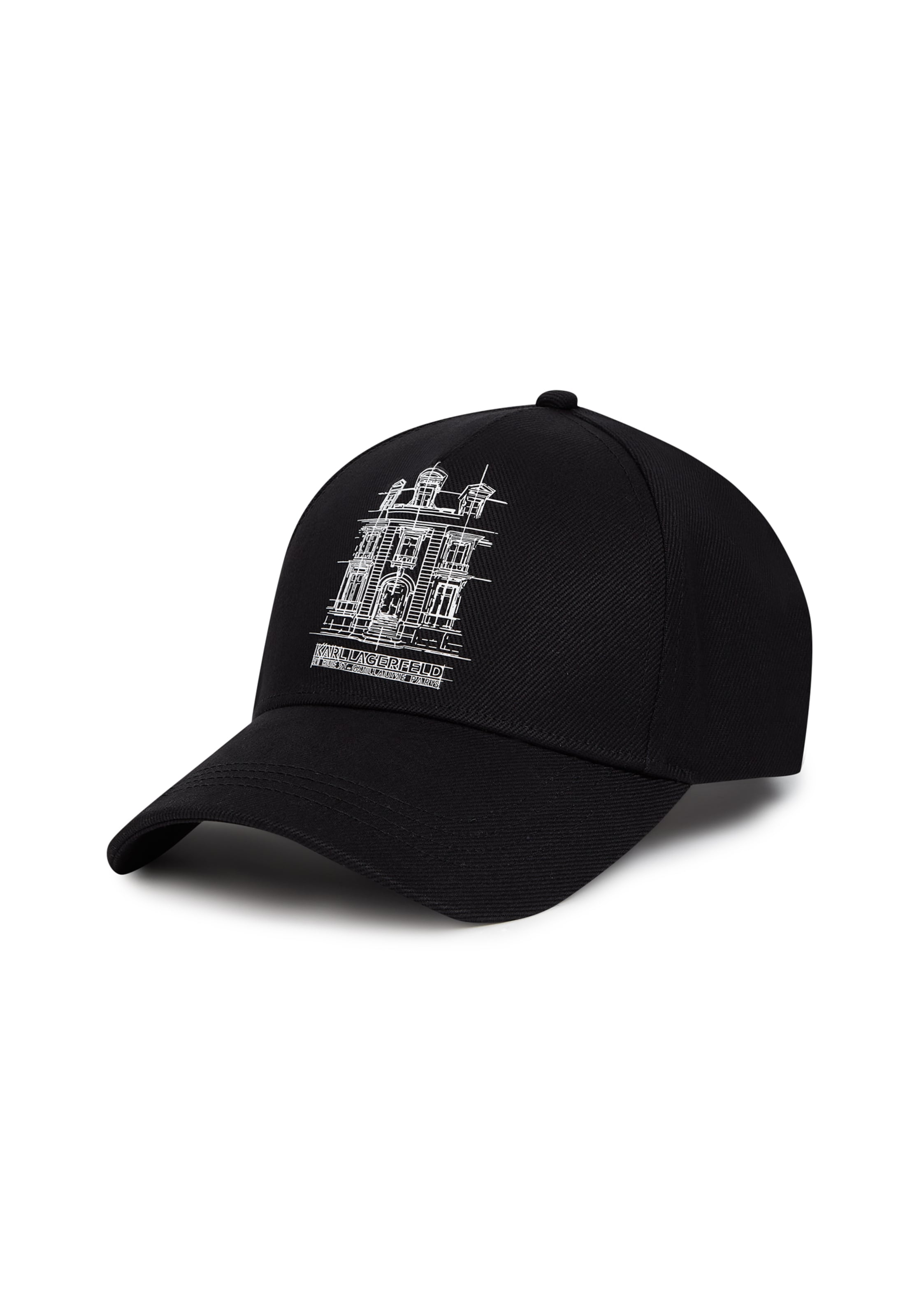 Cappello da baseball 'Maison de Karl-Illustration' di Karl Lagerfeld in nero: frontale