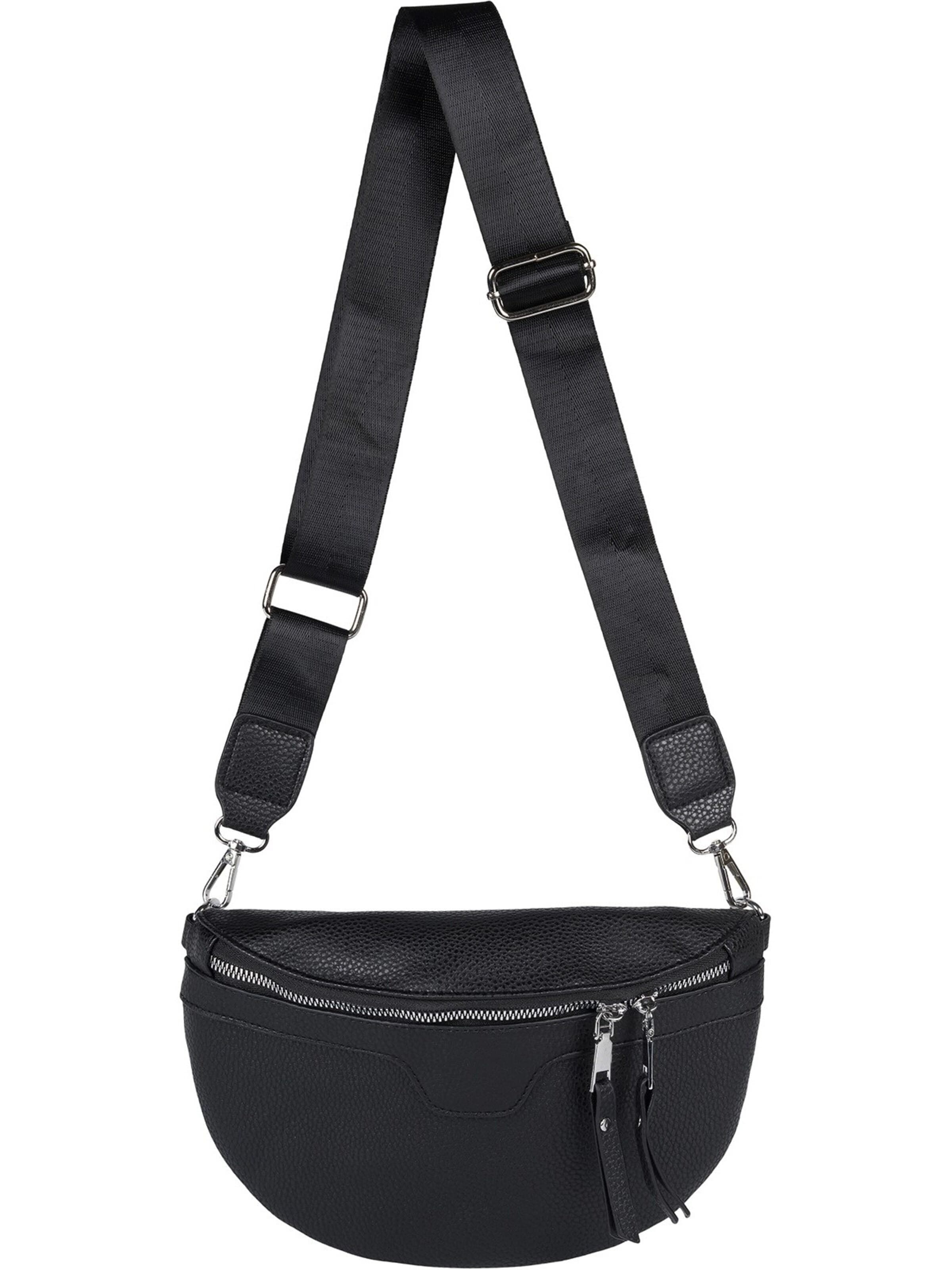styleBREAKER Umhängetasche 'Halbmond Umhängetasche Uni'‌‌‌‌‌‌‌‌‌‌ in Schwarz: Vorderseite