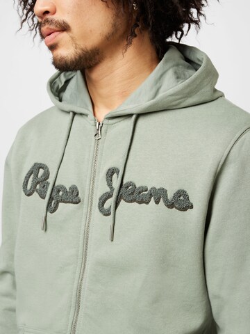 Pepe Jeans Zip-Up Hoodie 'RYAN' in Green