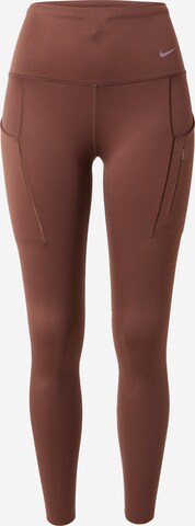 Skinny Pantalon de sport NIKE en marron : devant