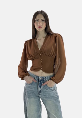 Elara Blouse in Brown: front