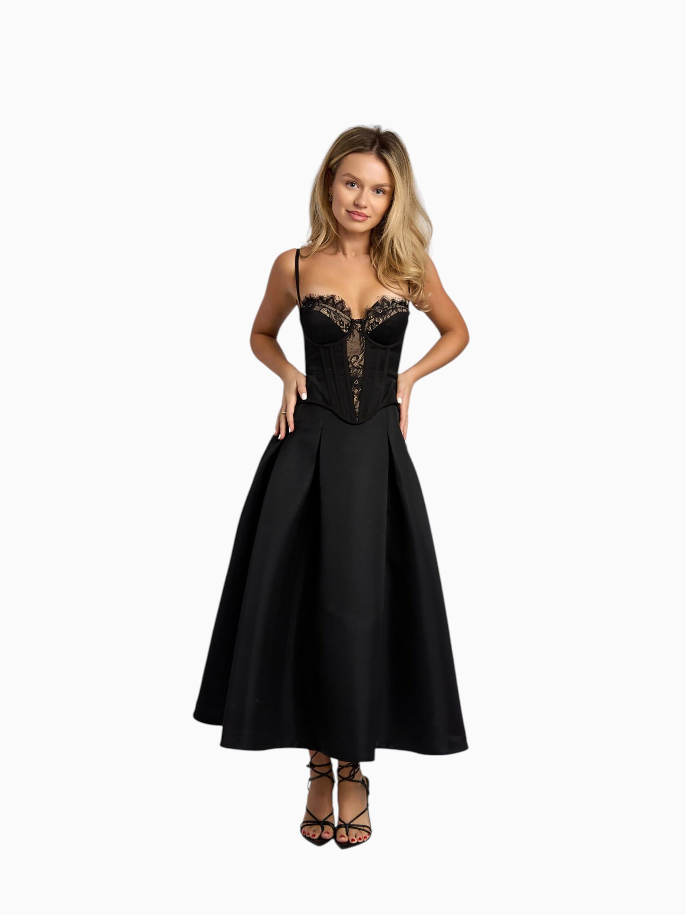 Arcinora Cocktail Dress 'Noir Désir' in Black: front