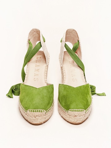 Alhamas Sandaal 'Alpargata Cuña 10 cm' in Groen