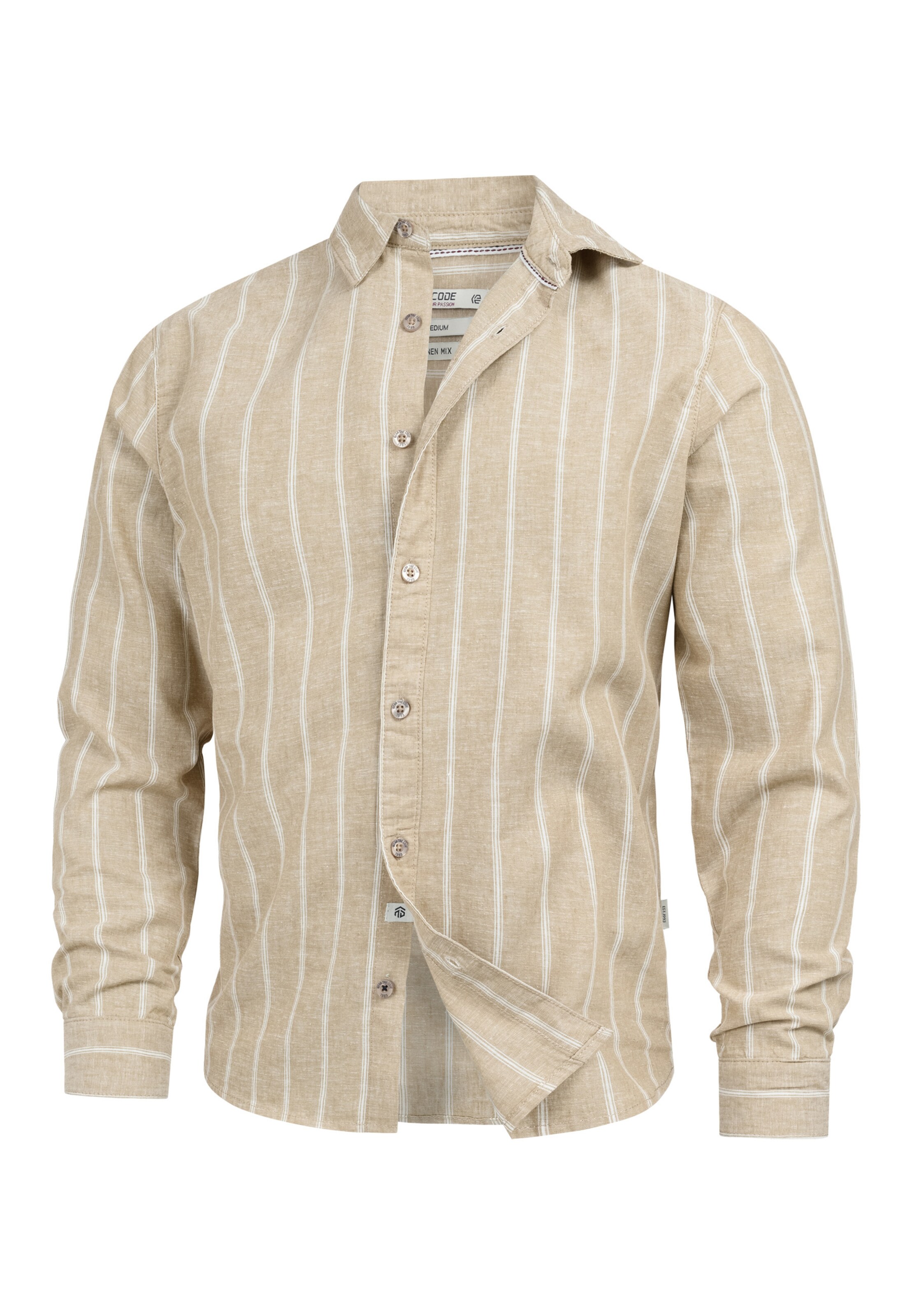 INDICODE JEANS Business shirt ' INTrypper ' in Beige: front