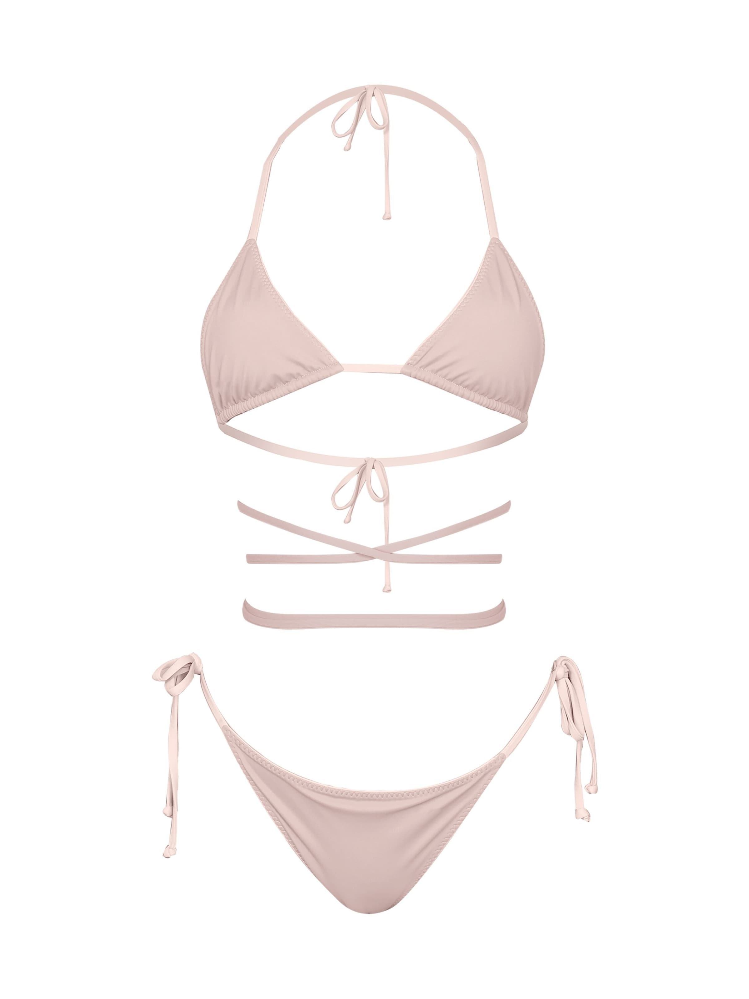 Kadoo Triangle Bikini 'ECONYL® Tuscan Bloom Set 2-tlg.' in Beige: front