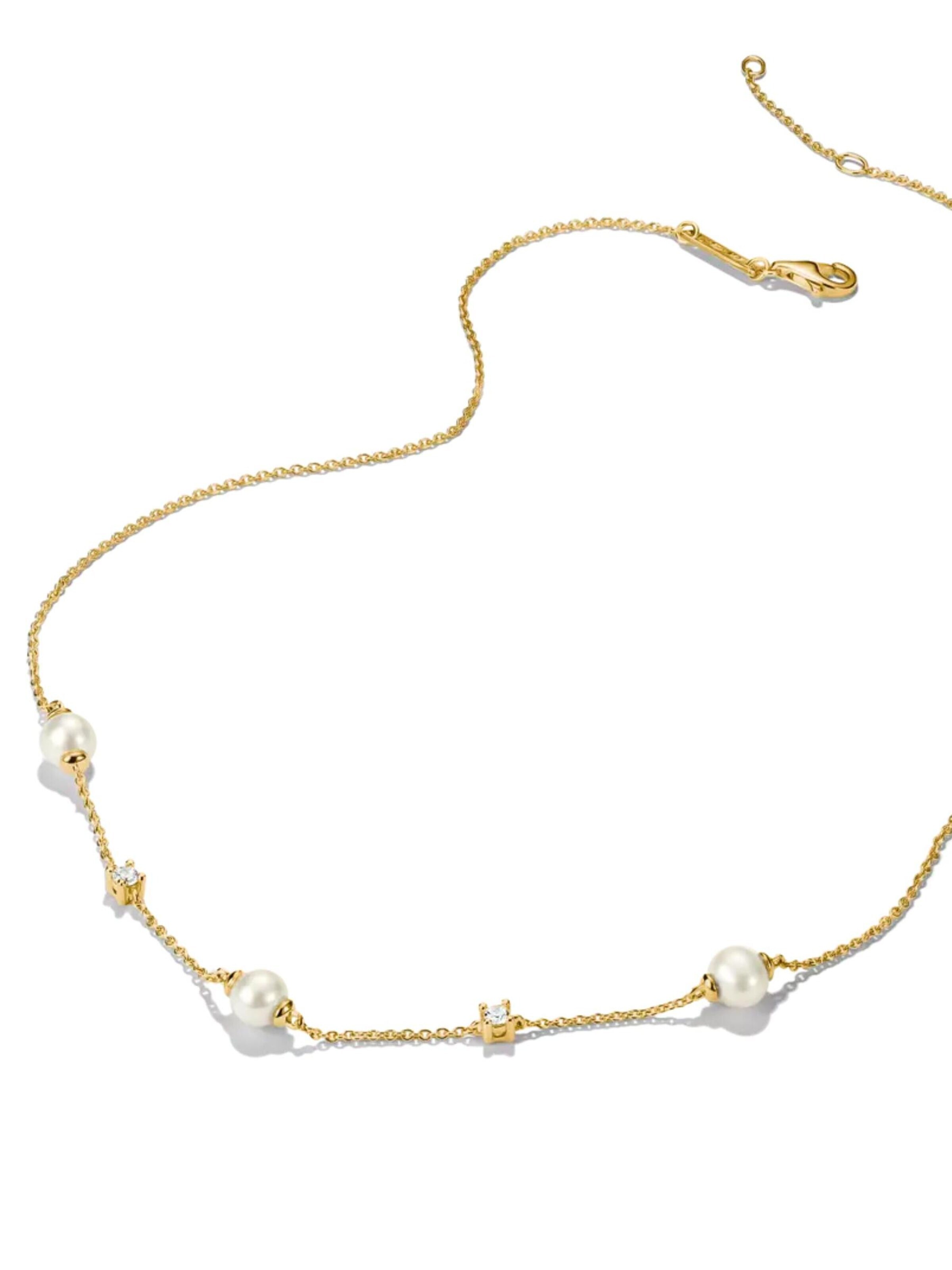 Chaîne 'Vergoldete Halskette mit Süßwasserperlen & Zirkonia' Thomas Sabo en or