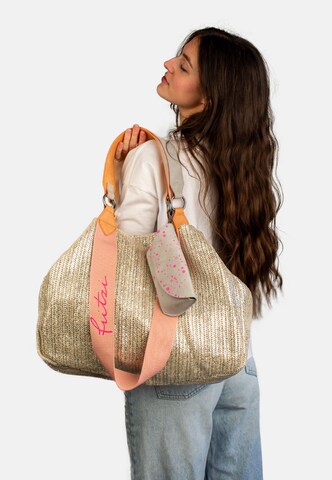 Fritzi aus Preußen Shopper 'Izzy Medium Limited Painted Straw' in Silber: Vorderseite