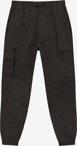 Pull&BearTapered Cargo hlače - crna boja: prednji dio