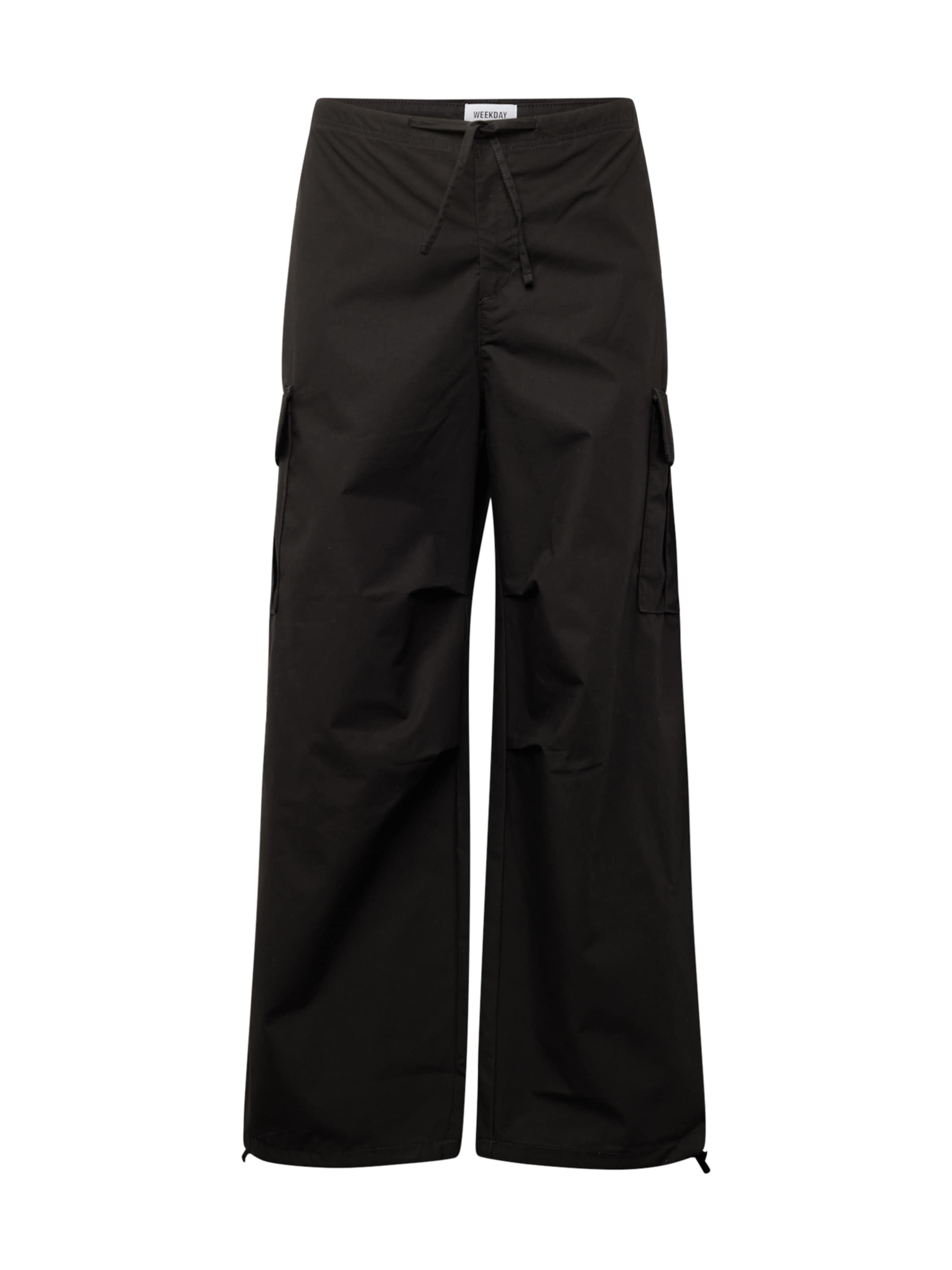 Wide Leg Pantalon cargo WEEKDAY en noir : devant