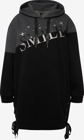 Ulla Popken Sweatshirt in Zwart: voorkant