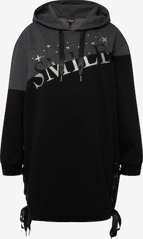 Ulla Popken Sweatshirt in Zwart: voorkant