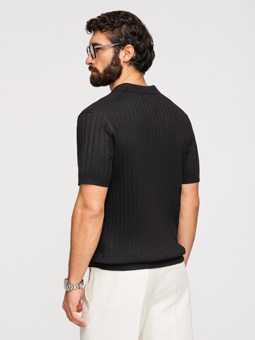 Ombre Poloshirt in Schwarz