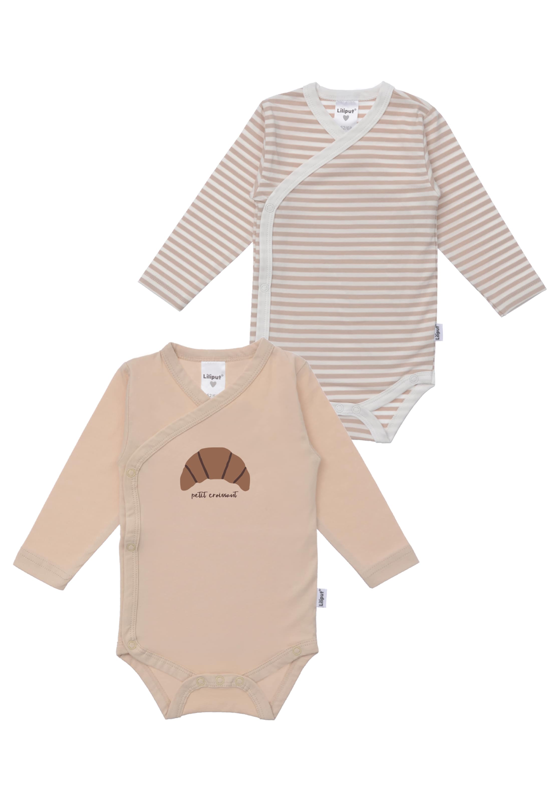 LILIPUT Baby Wickelbody 2er Pack 'Croissant' in Braun: Vorderseite
