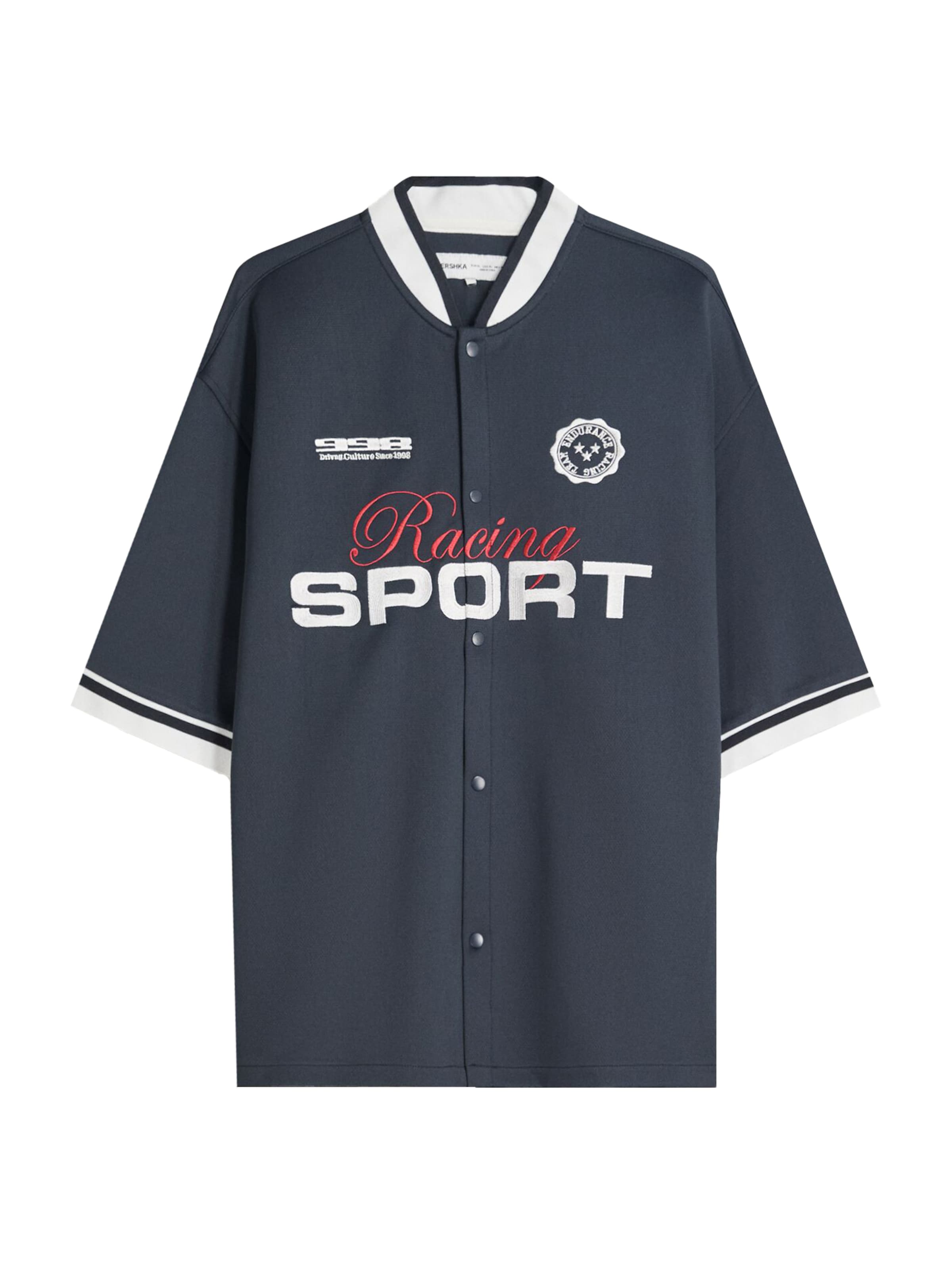 Bershka Srajca | mornarska / krvavo rdeča / bela barva, Prikaz izdelka