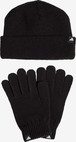 melns ADIDAS PERFORMANCE Sporta cepure 'Glove + Beanie': no priekšpuses