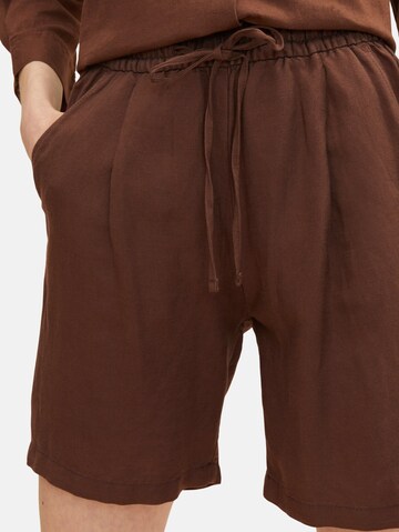 TOM TAILOR Loose fit Pleat-Front Pants in Brown