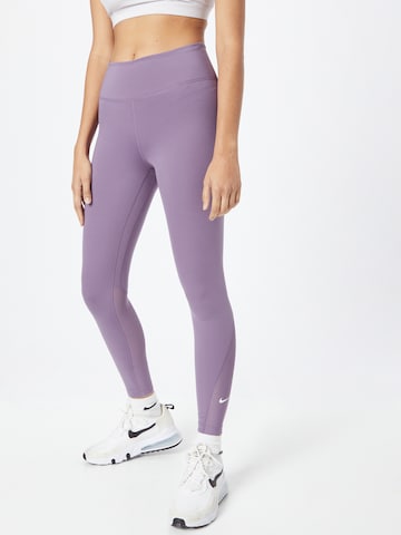 NIKE Skinny Workout Pants 'One' in Purple: front