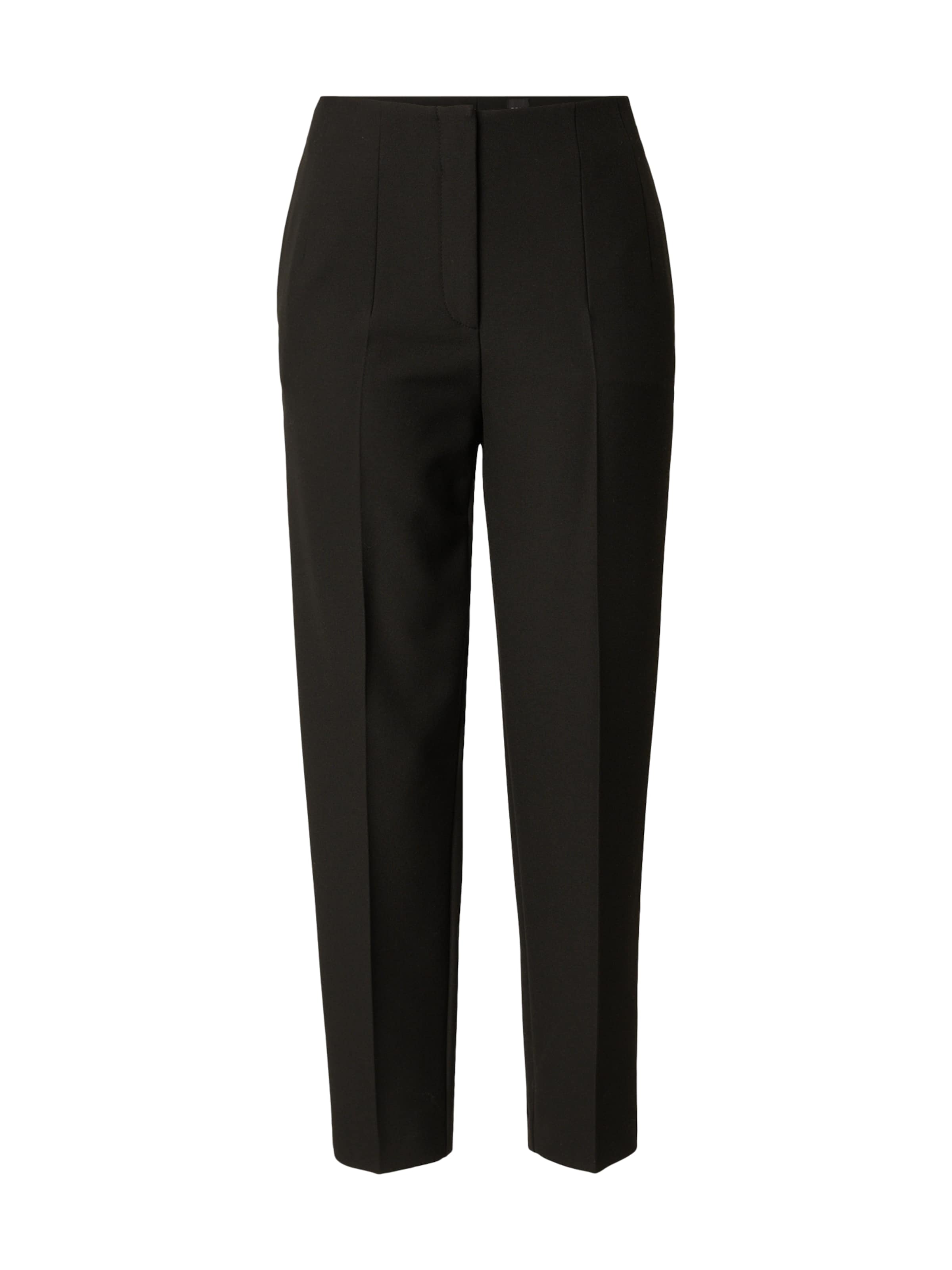 BOSS - Regular Calças com vincos 'Tetisa' em preto: frente