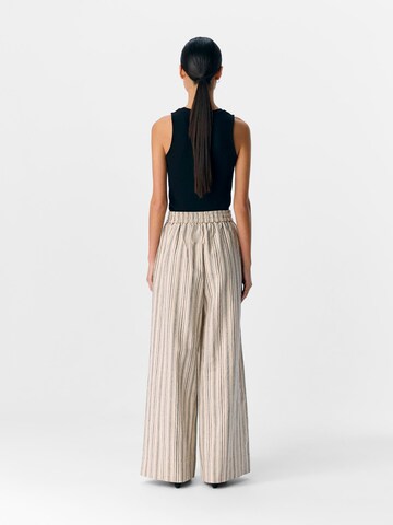 OBJECT Wide leg Trousers 'OBJViggo' in Beige