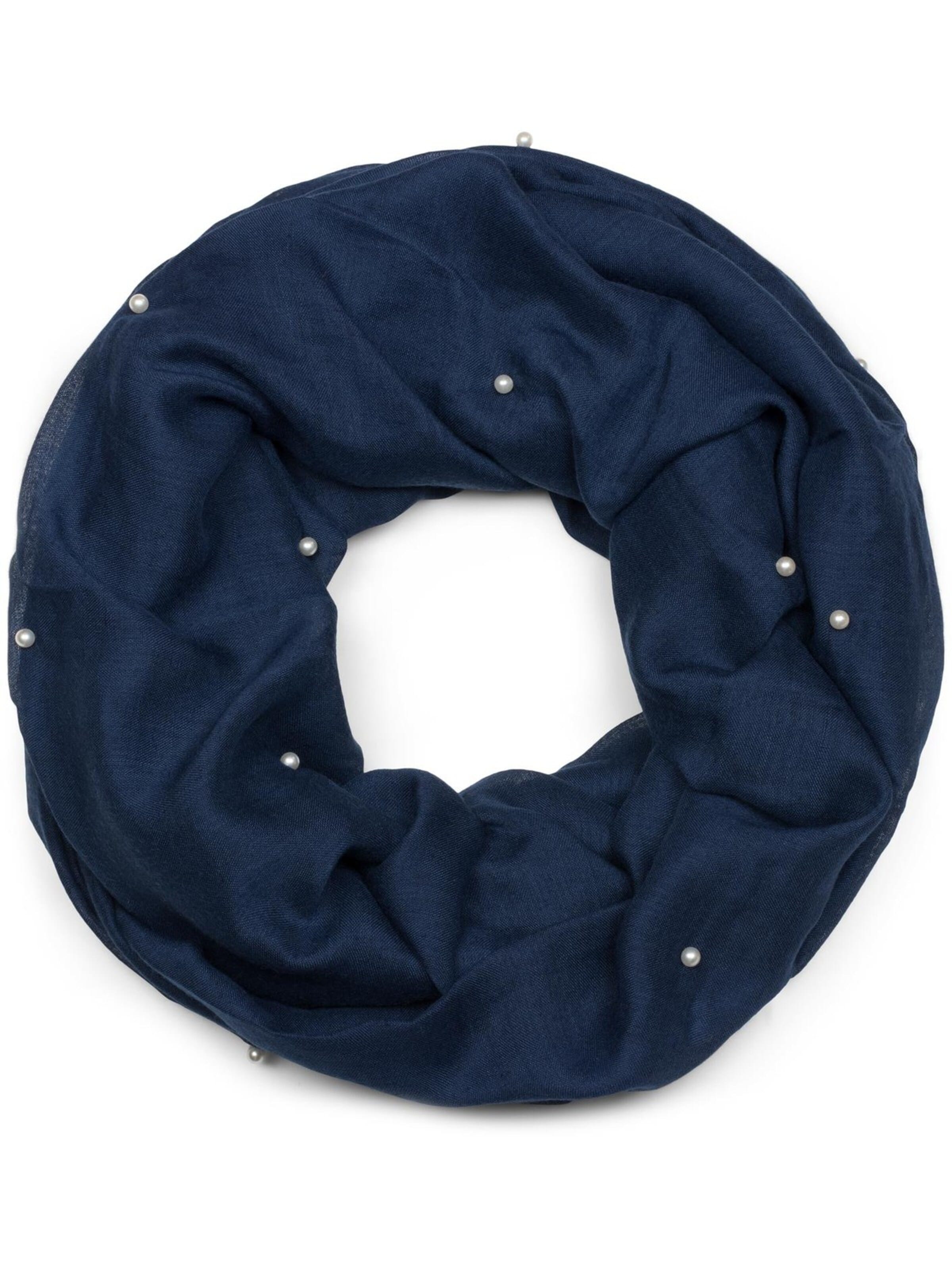 styleBREAKER Schlauchschal 'Loop Schal mit Perlen Applikation'‌‌‌‌‌ in Blau: Vorderseite