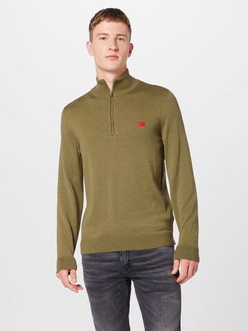 HUGO Sweater 'San Quintus' in Green: front