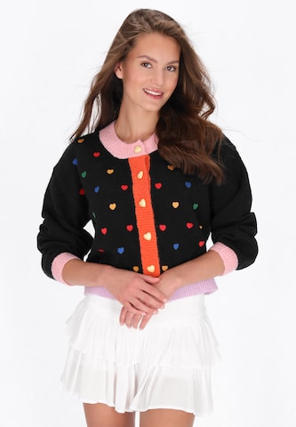 MYMO Gebreid vest 'Young Fashion' in Zwart: voorkant
