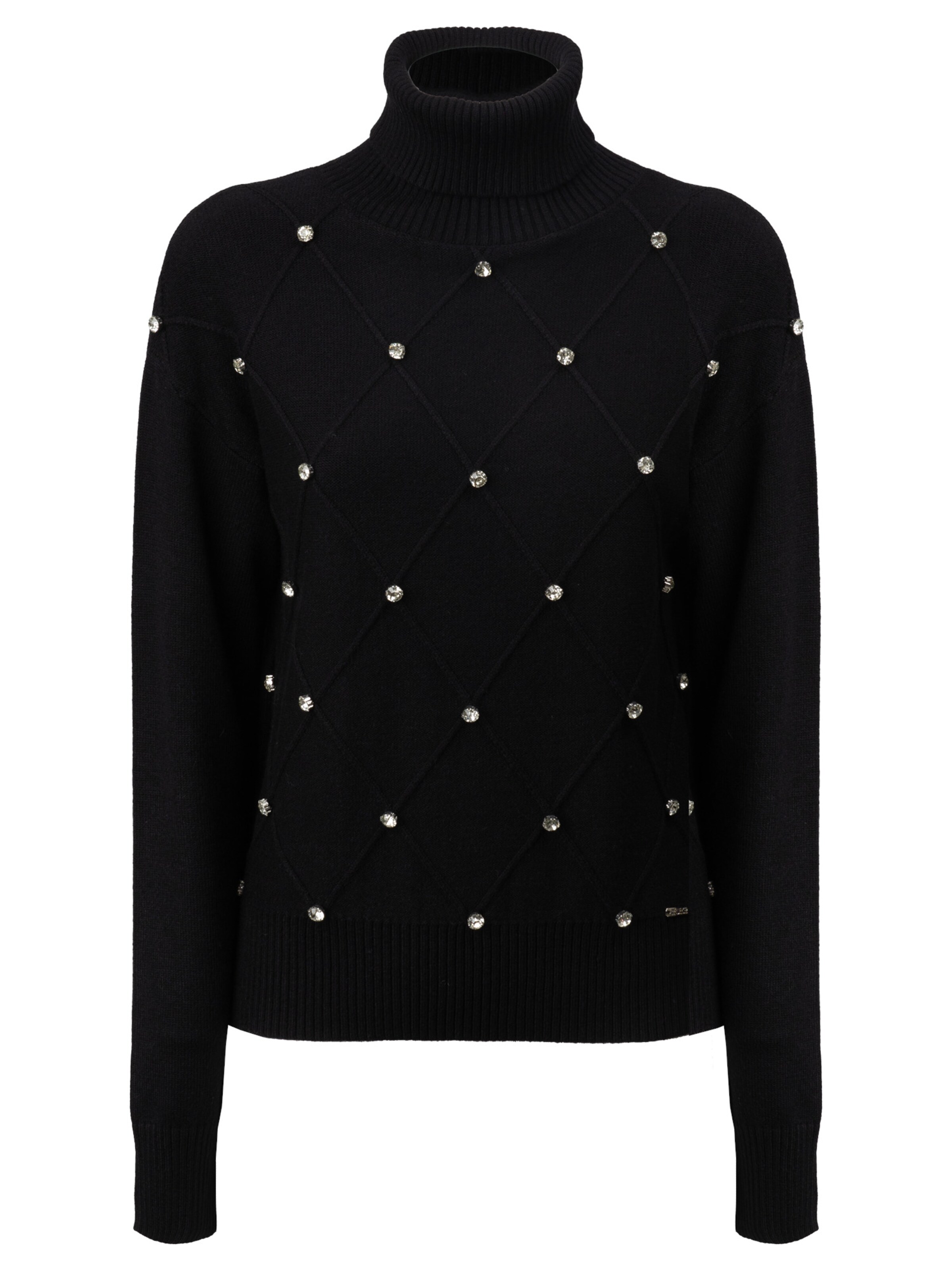 Influencer Pullover in Schwarz: Vorderseite