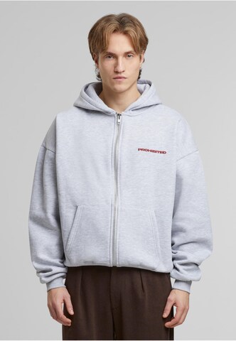 Prohibited Zip-Up Hoodie in Grey: front