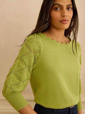 Pull-over love & roses en vert