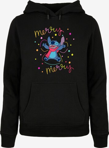 ABSOLUTE CULT Sweatshirt 'Lilo And Stitch - Merry Rainbow' in Black: front